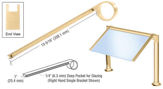 C.R. Laurence CRL Brass Right Hand Single Faced Sneeze Guard Bracket | SA41BR
