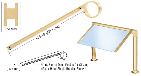 C.R. Laurence CRL Brass 2&quot; Single Faced Sneeze Guard Bracket | SA42BR