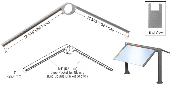 C.R. Laurence CRL Brushed Nickel 2&quot; Double Faced Sneeze Guard Bracket | SA44BN