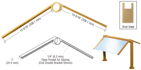 C.R. Laurence CRL Brass 2&quot; Double Faced Sneeze Guard Bracket | SA44BR