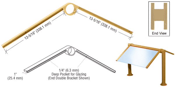 C.R. Laurence CRL Brass 2&quot; Double Faced Sneeze Guard Bracket | SA45BR