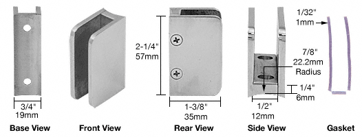 CRL Brushed Stainless 3/8&quot; Top Post Glass Clip | SA87BS