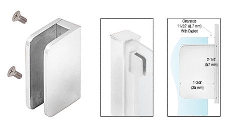 CRL Polished Stainless 3/8&quot; Top Flat Back Post Glass Clamp | SA87FPS