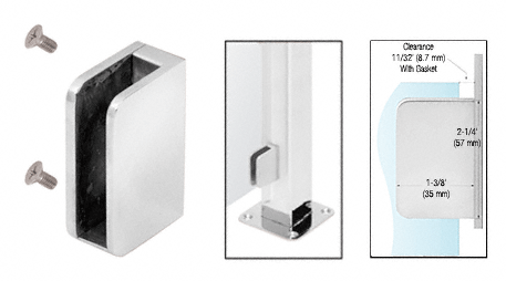 CRL Polished Stainless  3/8&quot; Right Hand Flat Back Post Glass Clamp | SA92FPS