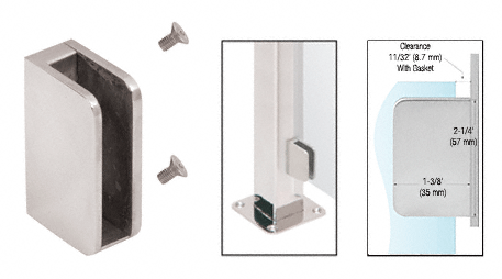 CRL Brushed Stainless 3/8&quot; Left Hand Flat Back Post Glass Clamp | SA93FBS