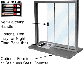 C.R. Laurence CRL Duranodic Bronze Bullet Resistant Level 1 Manual Sliding Service Windows | SBRWDU1
