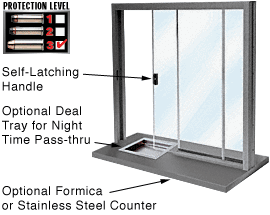 C.R. Laurence CRL Duranodic Bronze Bullet Resistant Level 3 Manual Sliding Service Windows | SBRWDU3