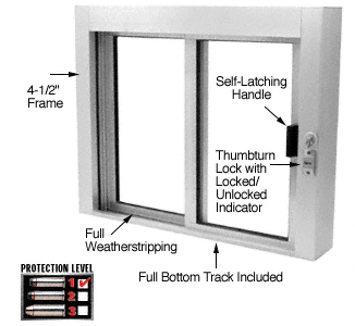 C.R. Laurence CRL Satin Anodized Bullet Resistant Level 1 Exterior Manual Sliding Service Windows | SBRWEXA1