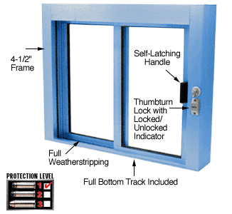 C.R. Laurence CRL Painted Bullet Resistant Level 1 Exterior Manual Sliding Service Windows | SBRWEXP1