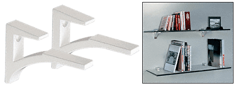 C.R. Laurence White - Aluminum Glass Shelf Bracket for 3/8&quot; to 1/2&quot; Glass - Package | SC5W