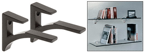C.R. Laurence CRL Black - Aluminum Glass Shelf Bracket for 5/8&quot; to 3/4&quot; Glass - Package | SC75BL
