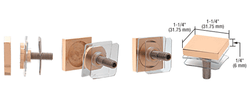 C.R. Laurence CRL Brass Square Standoff Cap 1-1/4&quot;  | SCAP125BR
