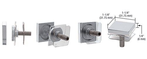 C.R. Laurence CRL Chrome Square Standoff Cap 1-1/4&quot;  | SCAP125CH
