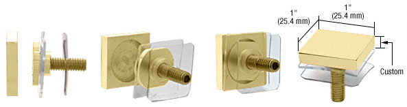 C.R. Laurence CRL Custom Square Satin Brass Standoff Cap 1&quot; | SCAP1CSB