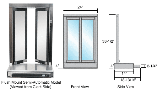C.R. Laurence CRL Duranodic Bronze Self Closing Flush Mount Bi-Fold Service Window  | SCBFW1DU