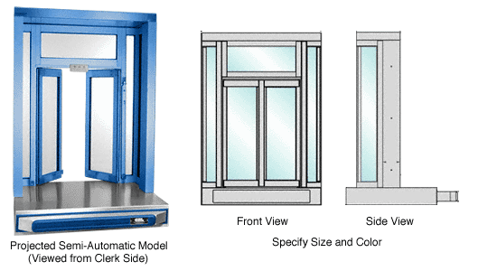 C.R. Laurence CRL Custom Fabricated Size and Finish Self Closing Projected Bi-Fold Service Window | SCBFW2C