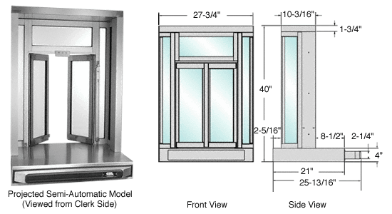 C.R. Laurence CRL Duranodic Bronze Finish Self Closing Flush Mount Bi-Fold Service Window  | SCBFW2DU