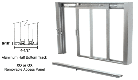 C.R. Laurence CRL Satin Anodized Self Closing Deluxe Sliding Service Windows With Half Bottom Track | SCDW1801A