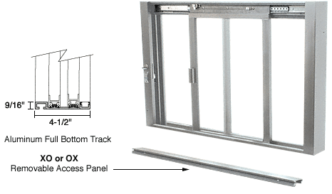 C.R. Laurence CRL Satin Anodized Self Closing Deluxe Sliding Service Windows With Full Bottom Track | SCDW1802A