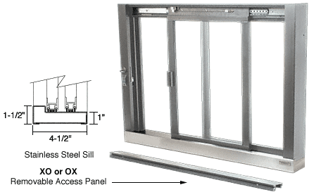 C.R. Laurence CRL Satin Anodized Self Closing Deluxe Sliding Service Windows With Stainless Steel Sill | SCDW1803A