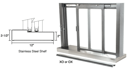 C.R. Laurence CRL Satin Anodized Self Closing Deluxe Sliding Service Window with Stainless Steel Sill | SCDW1804A