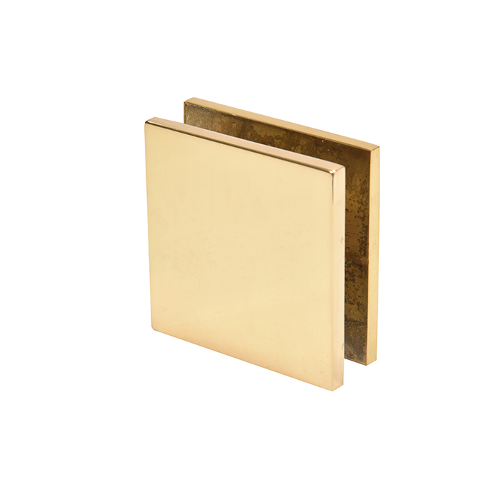 CRL Polished Brass Square Style Hole-in-Glass Fixed Panel U-Clamp | SCU4BR