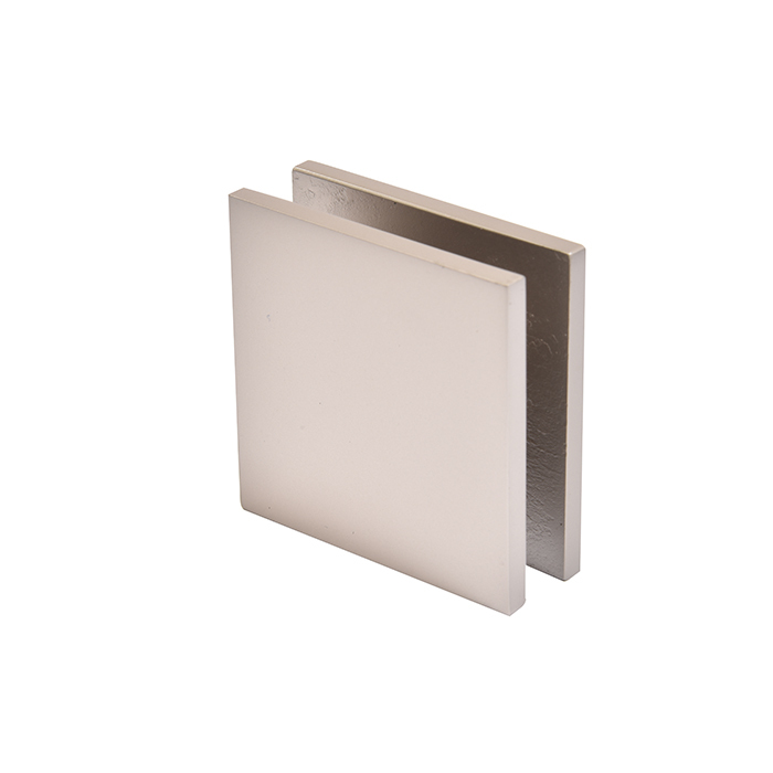 CRL Satin Nickel Square Style Hole-in-Glass Fixed Panel U-Clamp | SCU4SN