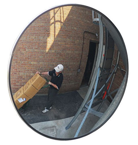 12&quot; Acrylic Outdoor Convex Mirror with Heavy Duty Plastic Back and Z Brackets | SCVO12ZPB