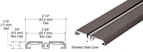 C.R. Laurence CRL Dark Bronze Anodized Sliding Door Bottom Rolling Track - 10 Ft. Long | SD1BTDU