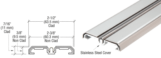 C.R. Laurence CRL Polished Stainless Steel Sliding Door Bottom Rolling Track - 10 Ft. Long | SD1BTPS