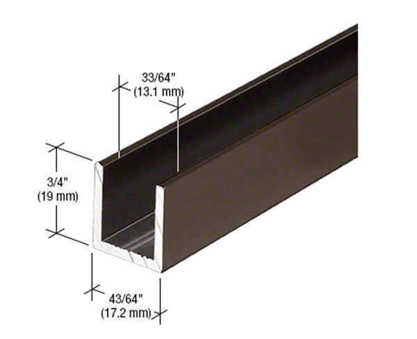 C.R. Laurence CRL Oil Rub Bronze 1/2&quot; Fixed Panel Shower Door Deep-U Channel - 95 in long | SDCD120RB