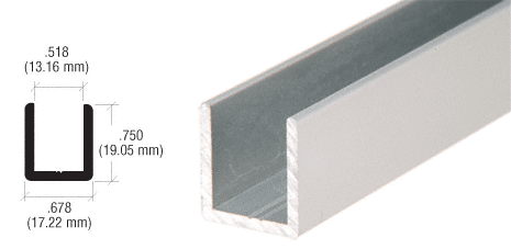 C.R. Laurence CRL Satin Anodized  1/2&quot; Fixed Panel Shower Door Deep-U Channel - 12 ft long | SDCD1212A
