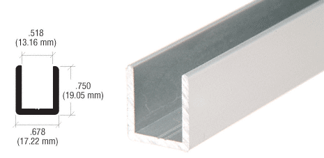 C.R. Laurence CRL Brite Anodized 1/2&quot; Fixed Panel Shower Door Deep-U Channel - 12 ft long | SDCD1212BA