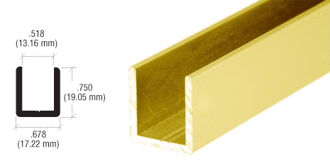 C.R. Laurence CRL Brite Gold Anodized 1/2&quot; Fixed Panel Shower Door Deep U-Channel - 12 ft long | SDCD1212BGA