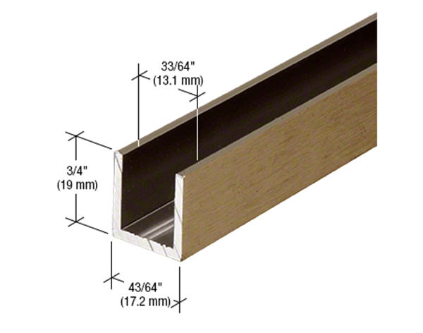 C.R. Laurence CRL Antique Brass 1/2&quot; Fixed Panel Shower Door Deep-U Channel - 95 in long-Replaced by SDCD12ABRS | SDCD12ABR