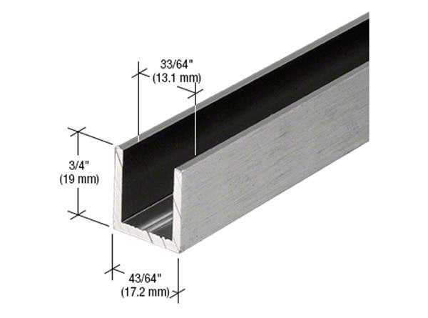 C.R. Laurence CRL Brushed Anodized 1/2&quot; Fixed Panel Shower Door Deep U-Channel - 95 in long | SDCD12AB