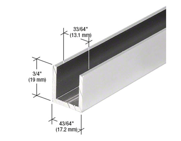 C.R. Laurence CRL Satin Anodized 1/2&quot; Fixed Panel Shower Door Deep U-Channel - 95 in long | SDCD12A