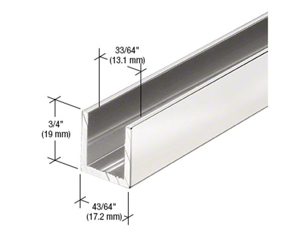 C.R. Laurence CRL Brite Anodized 1/2&quot; Fixed Panel Shower Door Deep-U Channel - 95 in long | SDCD12BA