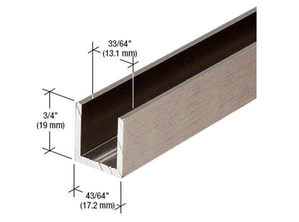 C.R. Laurence CRL Brushed Nickel 1/2&quot; Fixed Panel Shower Door Deep-U Channel - 95 in long | SDCD12BN