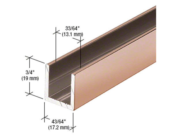 C.R. Laurence CRL Polished Copper 1/2&quot; Fixed Panel Shower Door Deep U-Channel - 95 in long | SDCD12PC0
