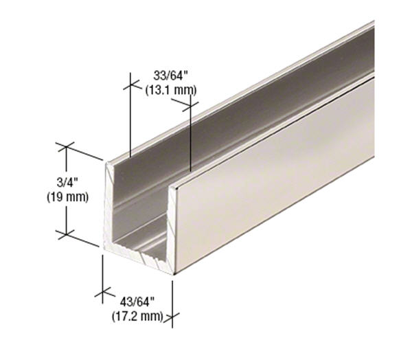 CRL Polished Nickel 1/2&quot; Fixed Panel Shower Door Deep-U Channel - 95 in long | SDCD12PN