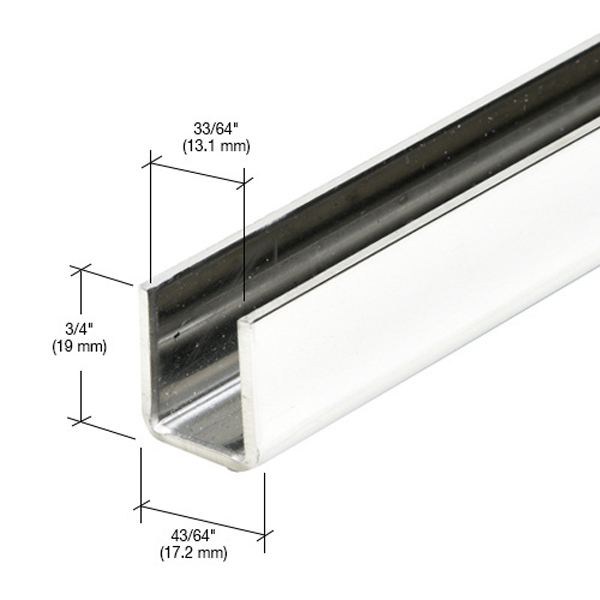 CRL 316 Polished Stainless Frameless Shower Door Aluminum Deep U-Channel for 1/2&quot; Thick Glass - 95 in long | SDCD12PS