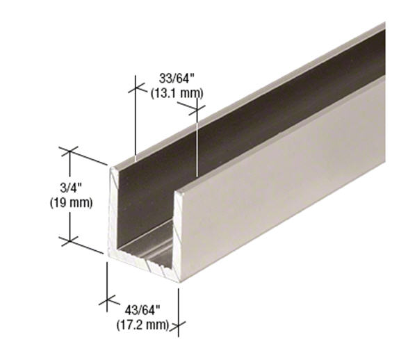 C.R. Laurence CRL Satin Nickel 1/2&quot; Fixed Panel Shower Door Deep-U Channel - 95 in long | SDCD12SN