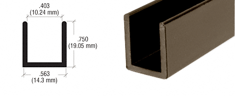 C.R. Laurence CRL Oil Rub Bronze Frameless Shower Door Aluminum Deep U-Channel for 3/8&quot; Thick Glass - 95 in long | SDCD380RB