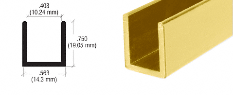 C.R. Laurence CRL Bright Gold Anodized Frameless Shower Door Aluminum Deep U-Channel for 3/8&quot; Thick Glass - 12 ft long | SDCD3812BGA