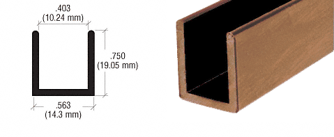 C.R. Laurence CRL Satin Brass Frameless Shower Door Aluminum Deep U-Channel for 3/8&quot; Thick Glass - 95 in long | SDCD38SB