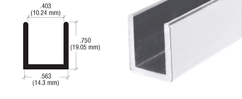 C.R. Laurence CRL Bright Anodized Frameless Shower Door Aluminum Deep U-Channel for 3/8&quot; Thick Glass - 95 in long | SDCD38BA