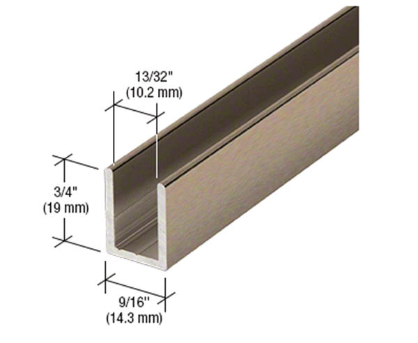 C.R. Laurence CRL Brushed Bronze Frameless Shower Door Aluminum Deep U-Channel for 3/8&quot; Thick Glass - 95 in  | SDCD38BBRZ