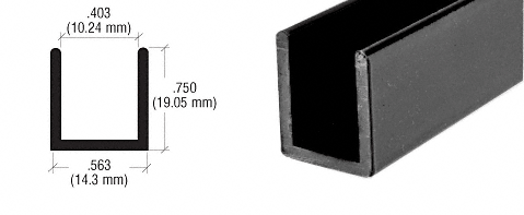 C.R. Laurence CRL Gun Metal Frameless Shower Door Aluminum Deep U-Channel for 3/8&quot; Thick Glass - 95 in long | SDCD38GM