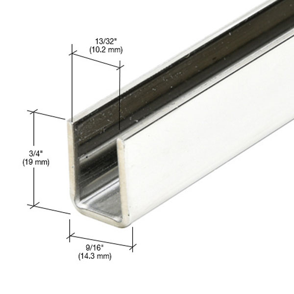 CRL 316 Polished Stainless Steel Frameless Shower Door Deep U-Channel for 3/8&quot; Thick Glass - 95 in long | SDCD38PS